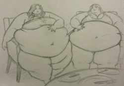 bluebot777: ray-norr: Another old sketch. Just two stuffed girls. Not sure if I shared this before… dem big cute bellies &lt;3 