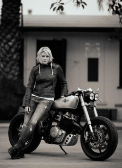 eiliv: Katee Sackhoff and her KT600 built by Classified Moto This is just pure, unadulterated sexy.