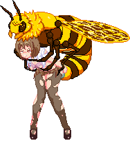 Female lab technician getting ravaged by a mutated giant yellow jacket.