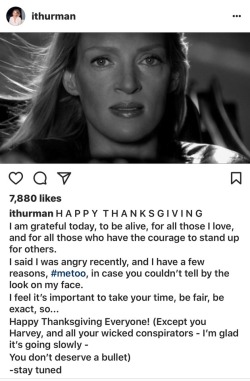 marsincharge:  marsincharge: *KILL BILL SIRENS* UPDATE:  https://www.nytimes.com/2018/02/03/opinion/sunday/this-is-why-uma-thurman-is-angry.html   Tarantino is a demon too.  
