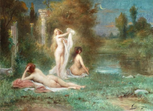 fleurdulys:  Bathers, Moonlight - Adrien Henri Tanoux1904