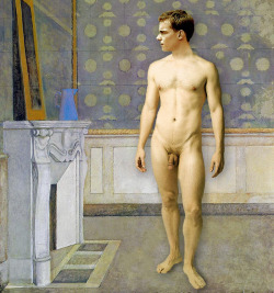 bloghqualls:  Male revision of ‘Nude Before a Mirror’ by Balthus, 1955 