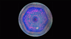 sixpenceee:There’s a hexagonal cloud at Saturn’s north poleIt’s a six-sided jet stream (dubbed as the “Hexagon”) that spans 30,000 kilometers (20,000 miles) across. The hexagon is a wavy jet stream of 200-mile-per-hour winds (about 322 kilometers
