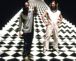 pickledelephant:  Joel Coen and Jeff Bridges on the set of The Big Lebowski (1996) 