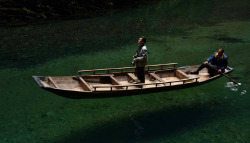fuckyeahchinesefashion:Valley in Ping Mountain屏山, Hefeng county鹤峰县, China. The water there is so clear that the boat is like floating in the air. X