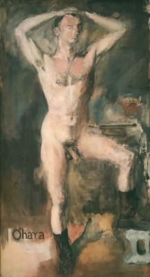thunderstruck9:Larry Rivers (American, 1923-2002), O'Hara Nude with Boots, 1954. Oil on canvas, 97 x 53 in.