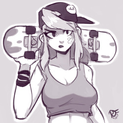 ravenousruss:  Here’s a sk8r gurl I sketched up recently. 