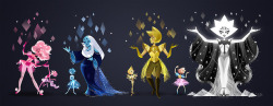 stalenobodykid:  Finished the Diamonds and their Pearls! The illustration with them all together was a massive file, so the image quality may not be great since I scaled it down to post. I really loved the season finale and the diamonds are some of my