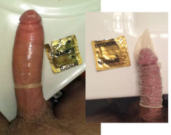 My girlfriend&rsquo;s ex texted her last week. He sent the pic on the right and told her that he had been doing ‘enlargement exercises’ and was now wearing a Magnum condom. He suggested that she should stop by to check out his ‘new size’ sometime.She
