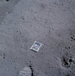 history-inpictures:  Family photograph that Charles Duke left on the moon after the Apollo 16 mission, 1972