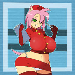 asknikoh:  Humanized Amy Rose as a Nurseit was a sketch a friend requested in one of the streams that i liked so much i decided to do a full colored picture.  &lt; |D&rsquo;&ldquo;&rsquo;