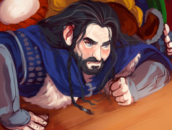 nadipieart:  13 days for 13 dwarves - Day 5: Thorin  This last belonged to Thorin, an enormously important dwarf, in fact no other than the great Thorin Oakenshield himself, who was not at all pleased at falling flat on Bilbo’s mat with Bifur, Bofur,