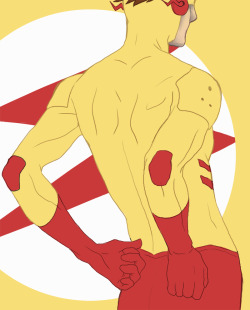 celly-in-ma-belly:I was bored so I drew from a pose reference and put the kid flash costume on xD 
