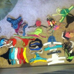 chinchillaontoast:  chinchillaontoast:  One of my followers asked how many thongs I have.   I counted 42  UPDATE: now I have 51  UPDATE: it&rsquo;s like up to 70 now