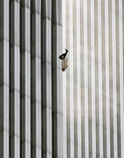 atavus:  Richard Drew - The Falling Man, 2001  The Falling Man is a photograph taken by Associated Press photographer Richard Drew of a man falling from the North Tower of the World Trade Center at 9:41:15 a.m. during the September 11 attacks in New York