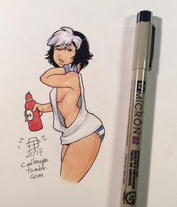 callmepo:  With the weather being a hot and wet, I felt like drawing an appropriate tiny doodle of Gogo trying to stay cool.