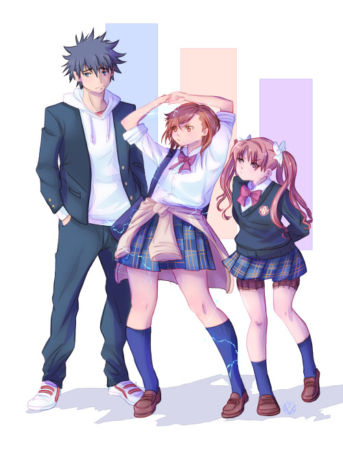 Wanted to try out a new lining/coloring method and I’m really happy with how it turned out!I call this trio ‘Team One Shared Braincell’ or ‘The Misaka Mikoto Appreciation/Impulse Control Club’