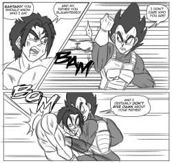   Shadiik battling Vegeta for killing his father. (Part of last month’s OCtober)Kinda went a little too far for this one considering I don’t know much about the backstory to this character. So I hope the owner doesn’t mind me making stuff up. ^_^;