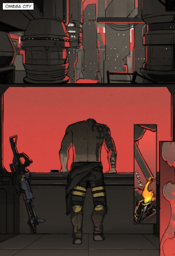 thirium-heart:  MASS EFFECT - Omega New blog art repost. Was working on a Javik/Zaeed comic a while back, revolving around a plot I had in mind of an alt-ME3 storyline where Shepard and most of their crew did not survive the Collector’s base, and Javik