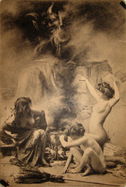 French postcard, Witches’ Sabbat in Paris c1910  