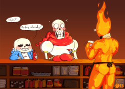 ship-captain-cat:  ~Casual Friday at Grillby’s~