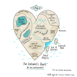 tastefullyoffensive:  A Map of the Introvert’s Heart [gemmacorrell] (bigger version) 