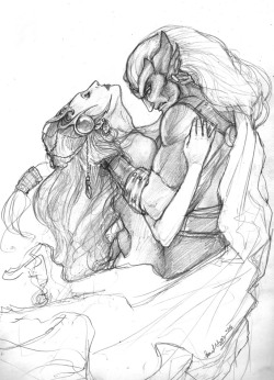hiruko-chan:  Sacrifice - sketch by *Zephyri i’m just in love with this drawing.. god Q_Q and somebody commented: The first thing that came to mind for me was this:&ldquo;You could have been my queen &rdquo; *FEEL* 