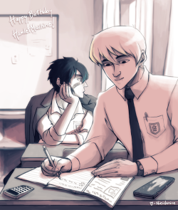 a-social-construct:  nnscribble:  Abel reminds me of 90’s shoujo anime school boys and I love it. Happy Birthday Hamlet!  ugh yes always highschool AU  THIS IS SO CUTE! Um, Abel&rsquo;s little pencil case! And Cain&rsquo;s band-aid?! Oh my gosh, thank