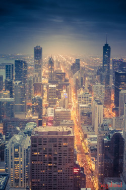 amanaboutworld:Chicago at Dusk  Chicago Lights