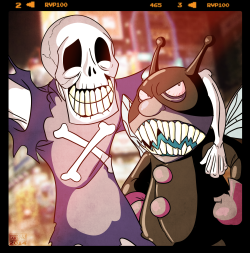 Made this for my buddy, Barabones! He&rsquo;s a big fan of the antagonists from Anpanman, so I thought it&rsquo;d be cool to draw both Horrorman and Baikinman in some sort of instagramed selfie thing. ALSO, I didn&rsquo;t make the background, I got it