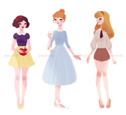 punziella:  ♡ casual princesses and a queen ♡I’ll add the others some time soon. For now I need to work on commissions uwu BONUS: 
