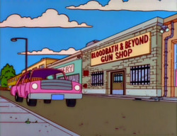 quickhits:  I just remembered that Homer Simpson bought his handgun at “Bloodbath &amp; Beyond” — which is the funniest store name in the history of television.