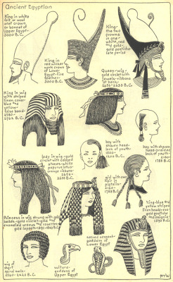 sartorialadventure:  Hair and headdresses from ancient Egypt