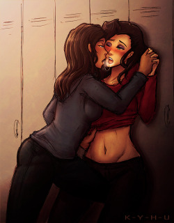 k-y-h-u:   steamy Korrasami locker room action depicted in nightworldlove’s college AU sequel The game goes on! (The original fic “The game is on” is here!~ I also drew up stuff for that one~ )  I suggested the Footballplayer!Korra &amp; Cheerleader!Asami