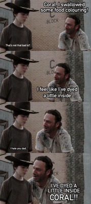 imkindaoldfashioned:  scottymoracecosplay:  my-astral-body:  coffeeshine:  blueeyedmenace:  The walking dead// Rick Grimes dad jokes  I SHOULDN’T LAUGH AT THIS BUT OH LAWD  this is the post that has cheered me up LMAO  this is so great! xD  Literally