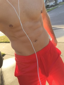 exposedhotguys:  Walking the dog wearing see-thru mesh shorts!To see more of me CLICK HERE!!!!