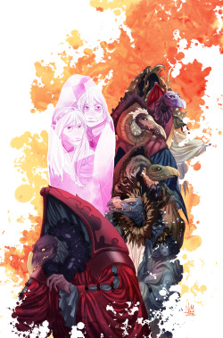 kickingshoes:One of our variant covers for Boom Studios/Jim Henson’s The Power of the Dark Crystal! Finding a balance between the puppet-look and our own style was a fun challenge; we can’t wait for the first issue to be out!
