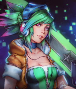 jurikoi:  Arcade Riven completed!~ I had so much fun experimenting with bolder lineart and minimal rendering!https://www.patreon.com/jurikoi 