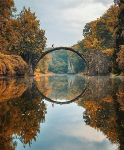 burntcopper: Kromlau bridge, Germany, during all four seasons. would be cooler if the snowy season wasn’t photoshopped lol.