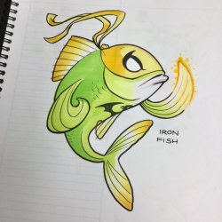 grison-in-space:  darrencalvert: I made a typo while Googling “Iron Fist” which led to drawings of Iron Fish and the Definders.  JESSICA JONES BUT SHE’S A FISH 