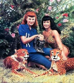 pinup-doll:  (P)Inspiration vintage pinup! BUNNY YEAGER and BETTIE PAGE cheetahs- Mojah &amp; Mbili#photo #pinup #model #feature #DailyFeature #VintagePinup #classic #retro #vintage #inspiration #pinspiration 