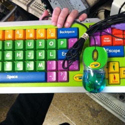 rotatingfloor:  theanchorisgettingheavy:  rotatingfloor:  found this sick keyboard at the thrift store and the mouse that comes with it is sick too  I’m sorry, this is so ugly. Probably because of the Comic Sans. But I can dig that mouse.  shut your