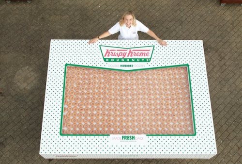 addictedtopudge:  gayobamafanfiction:  karenhurley:  2,400 Krispy Kreme Doughnuts - Perfect for EVERY occasion  The donut chain created the special ‘Double Hundred Dozen’ as part of its new ‘Occasions’ offering which caters to large scale events