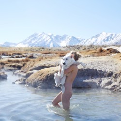 pascalshirley:  On our way home today @meaveeatsworms had to bring Sailor into the Spring for his first soak. #venicesailordog #mammoth #mammothstories #hotspringlove   Nude washing the dog exercise.