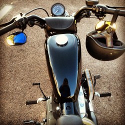 POV. #bikelife #motorcycle #harley #harleydavidson #48 #blackonblackonblack #twowheelsarebetterthanfour