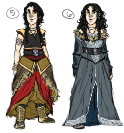 artsydapperdactyl:  more Dís outfits - i figured since it seems the colors of the line of Durin are cooler tones, blues and blacks and grays that i would play with the idea of Dís’s husband’s family colors are warmer, reds and golds and browns.