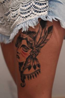 tattoome:  Native American GirlTraditional TattooAxl Anaya Guadalajara México 