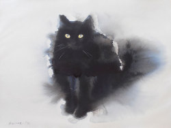 asylum-art:   Spooky Watercolor And Ink Cats Flowing Onto Canvas By Endre Penovác                Artist onTumblr |  Saatchi Art | Facebook The cat is the internet’s favorite animal, and Endre Penovác, an artist in Hungary, likes painting
