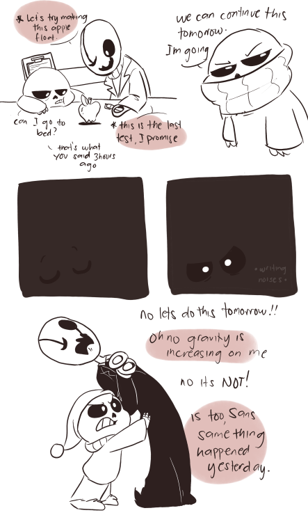 mudkipful:  last one. not sure what kind of behaviour gaster had. but i just imagined him having this kind of behaviour around his kids pfft. he’s very enthusiastic about this. ^tiny L&S ref up there. 