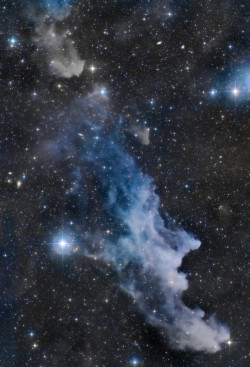 just&ndash;space:  The Witch Head Nebula : Double, double toil and trouble; Fire burn, and cauldron bubble …. maybe Macbeth should have consulted the Witch Head Nebula. A frighteningly shaped reflection nebula, this cosmic crone is about 800 light-years